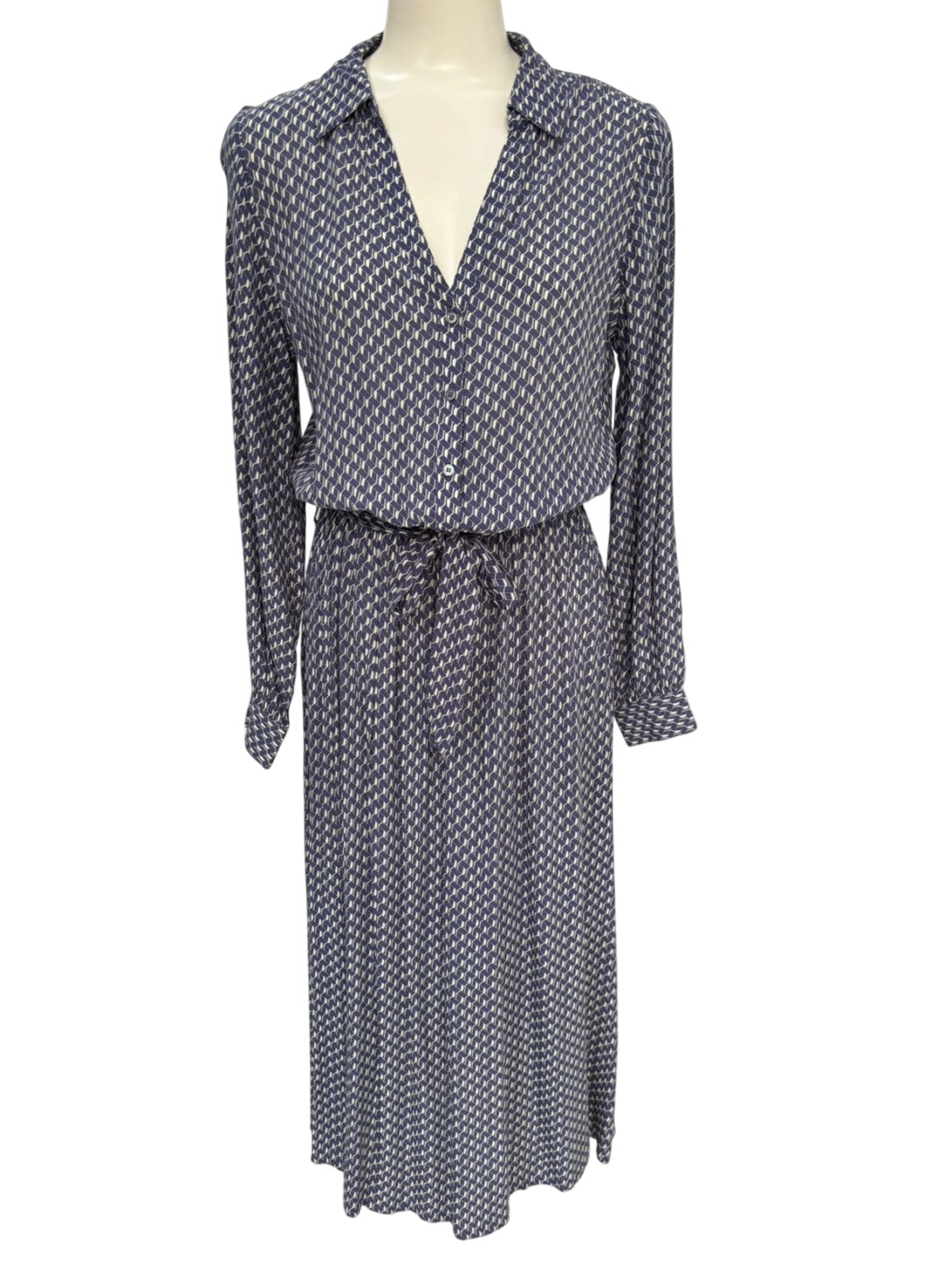 Le Petite Etoile Navy Patterned Button-Up Dress