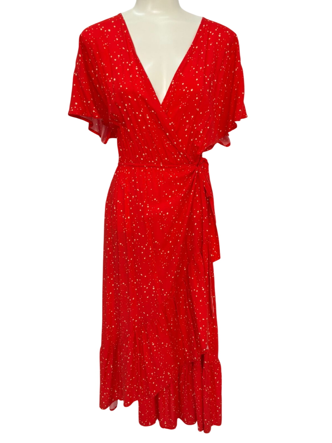 Red Wrap Dress with Dots