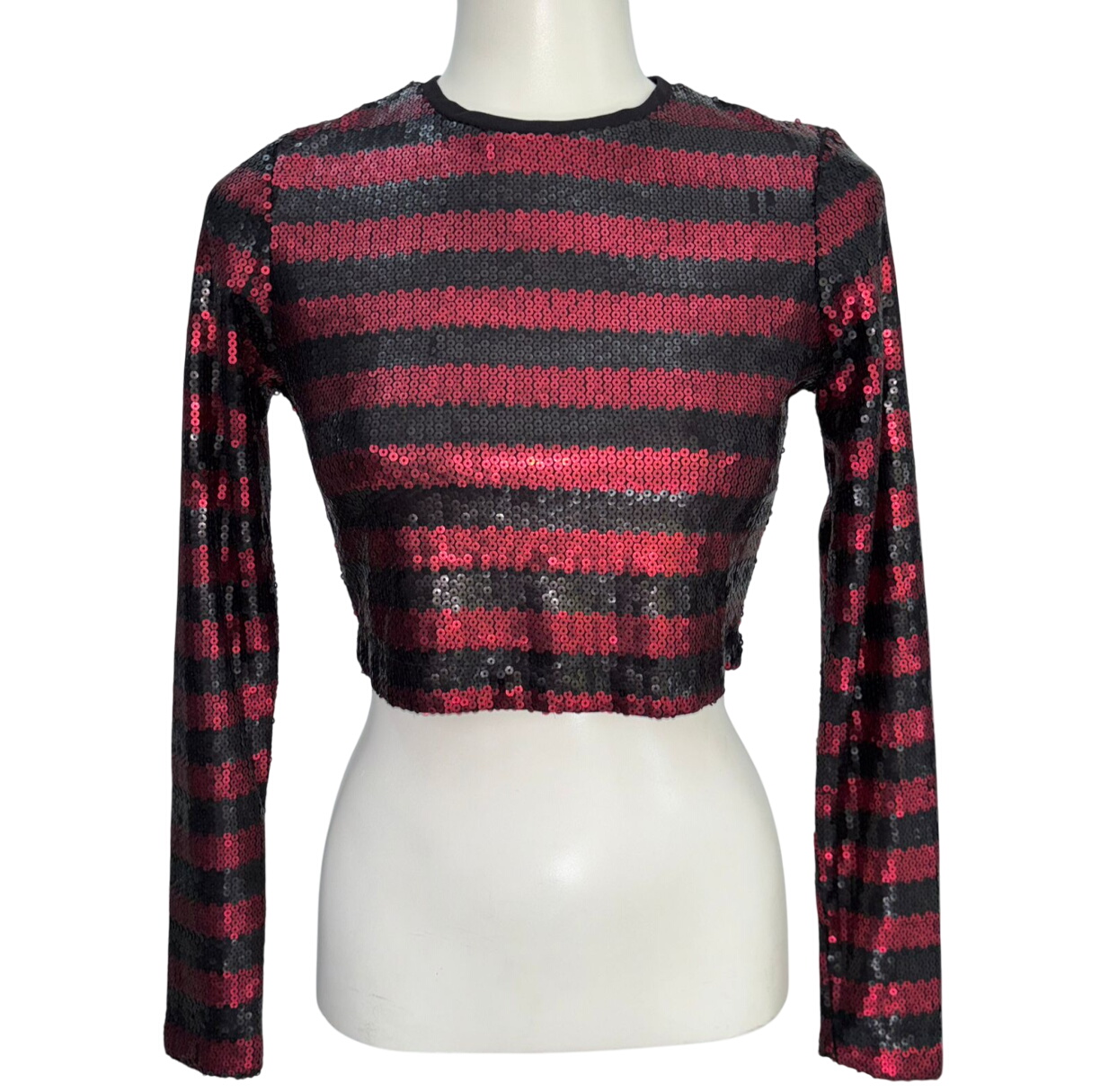 Zara Striped Sequin Crop Top