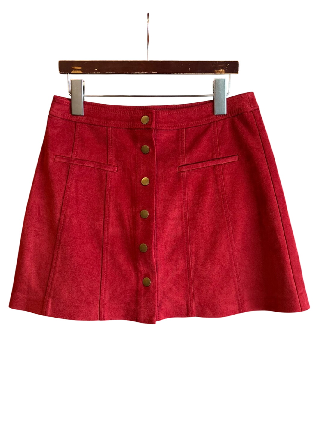 Zara Trafaluc Collection Suede Red A-Line Skirt