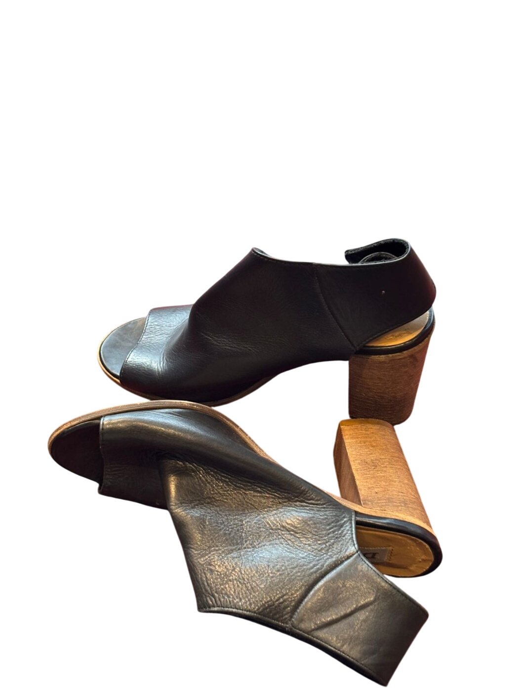 Black Peep-Toe Heeled Booties