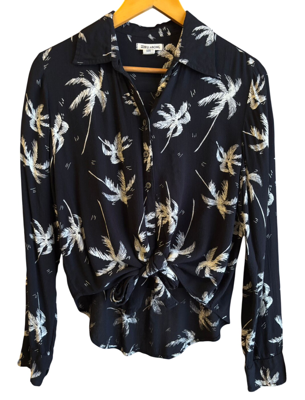 Billabong Palm Print Button-Up Blouse
