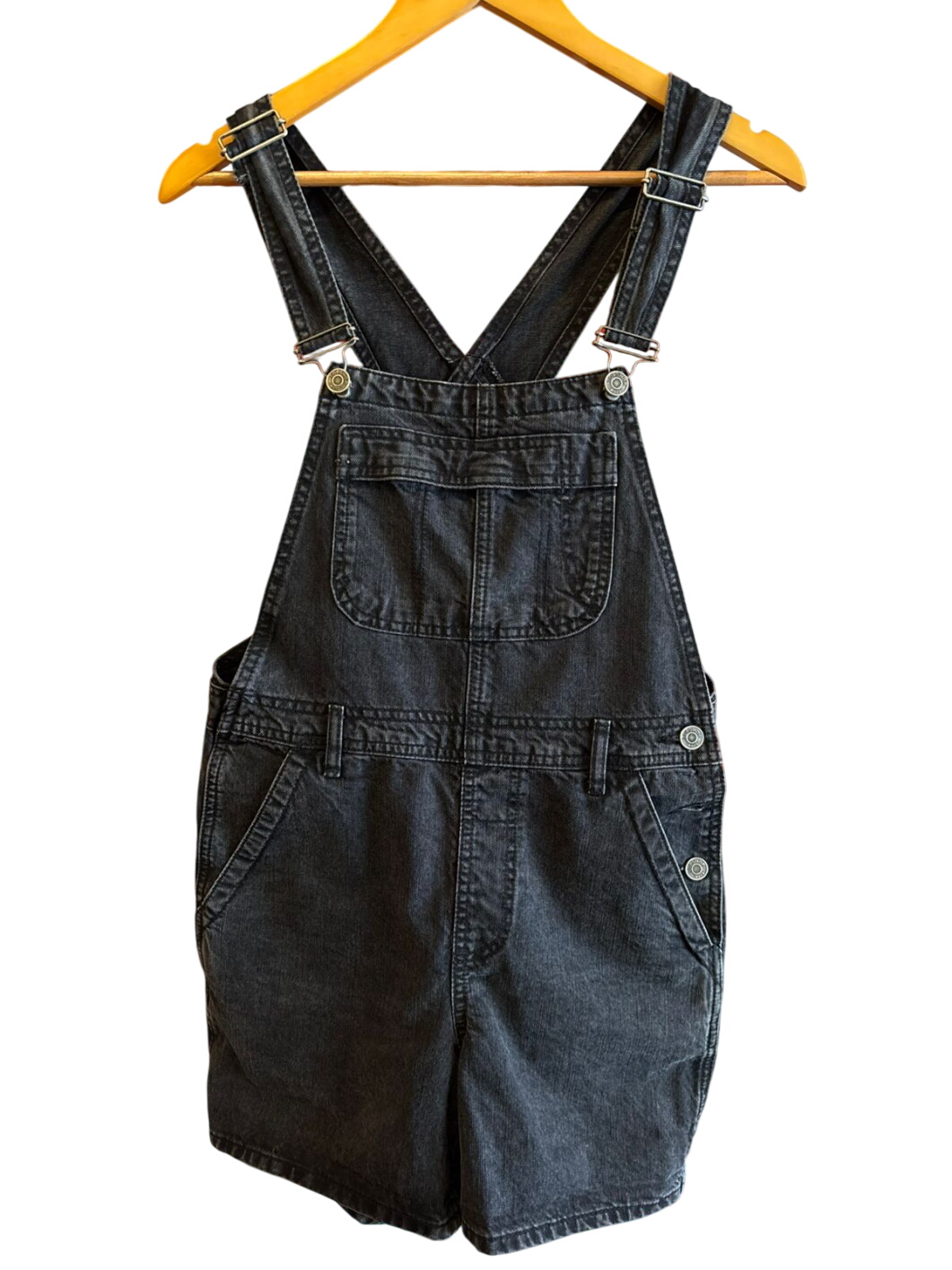 TopShop Black Denim Overall Shorts
