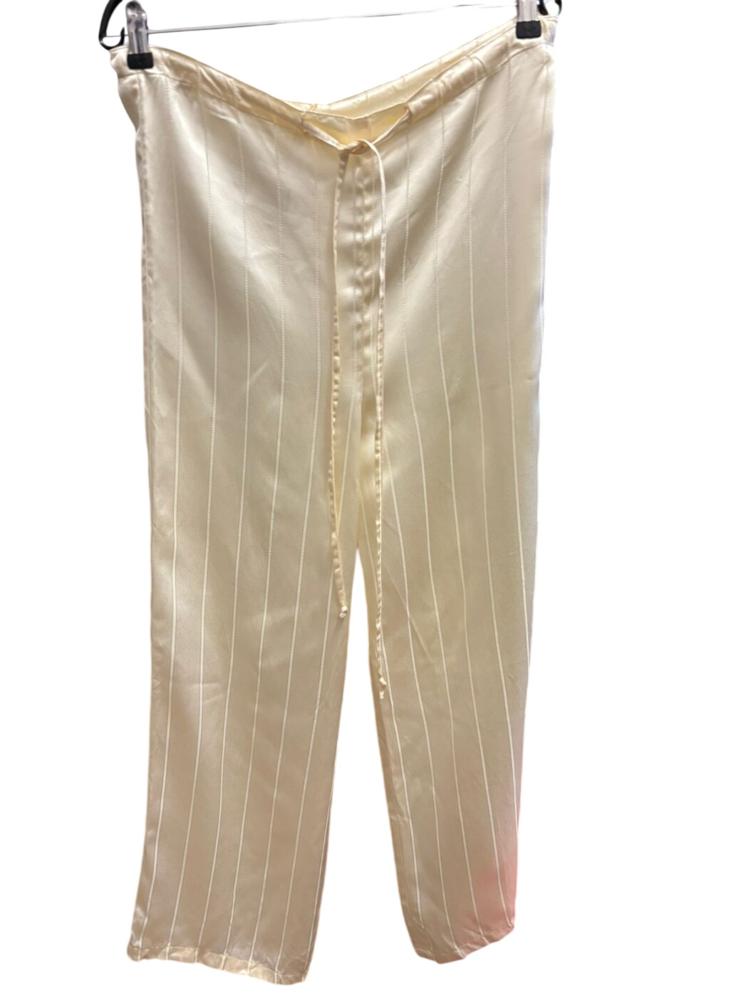 Cream Satin Striped Trousers