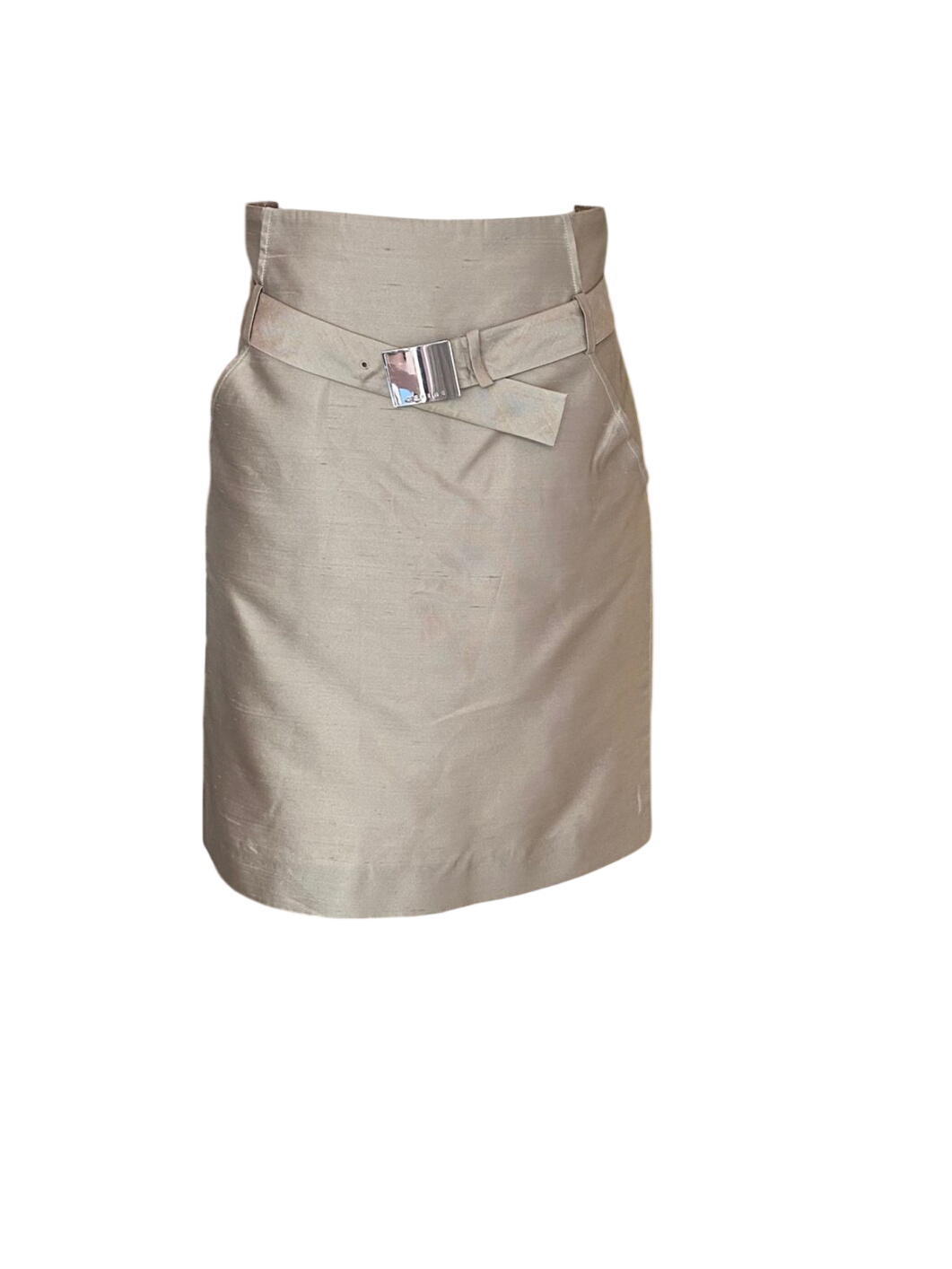 Celine Silk Belted A-Line Skirt