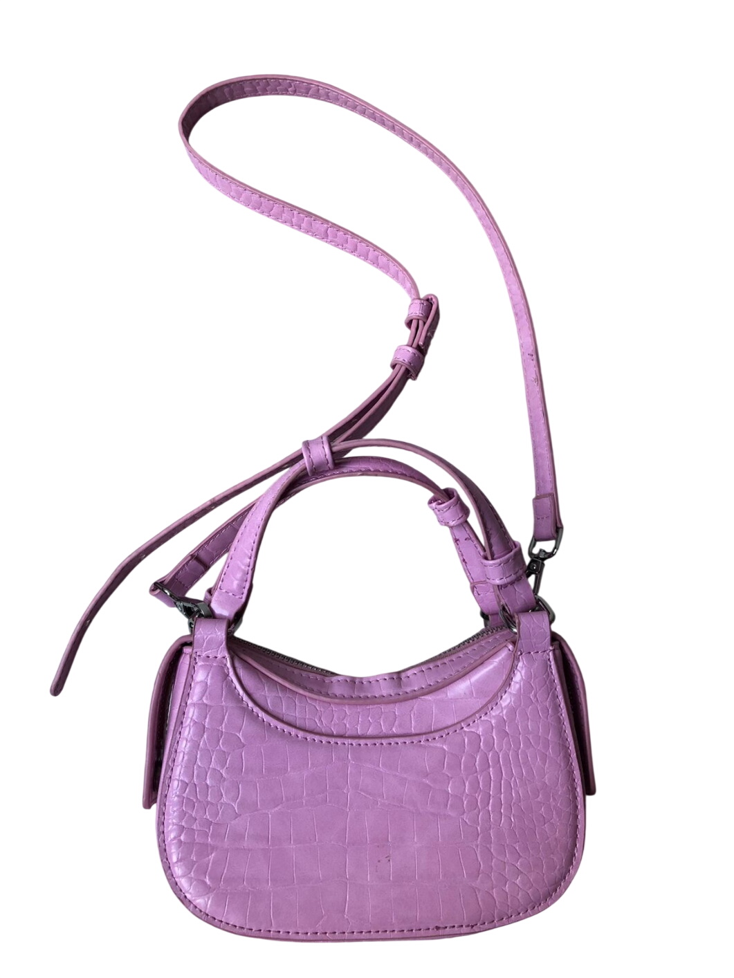 Pink Crocodile-Embossed Handbag