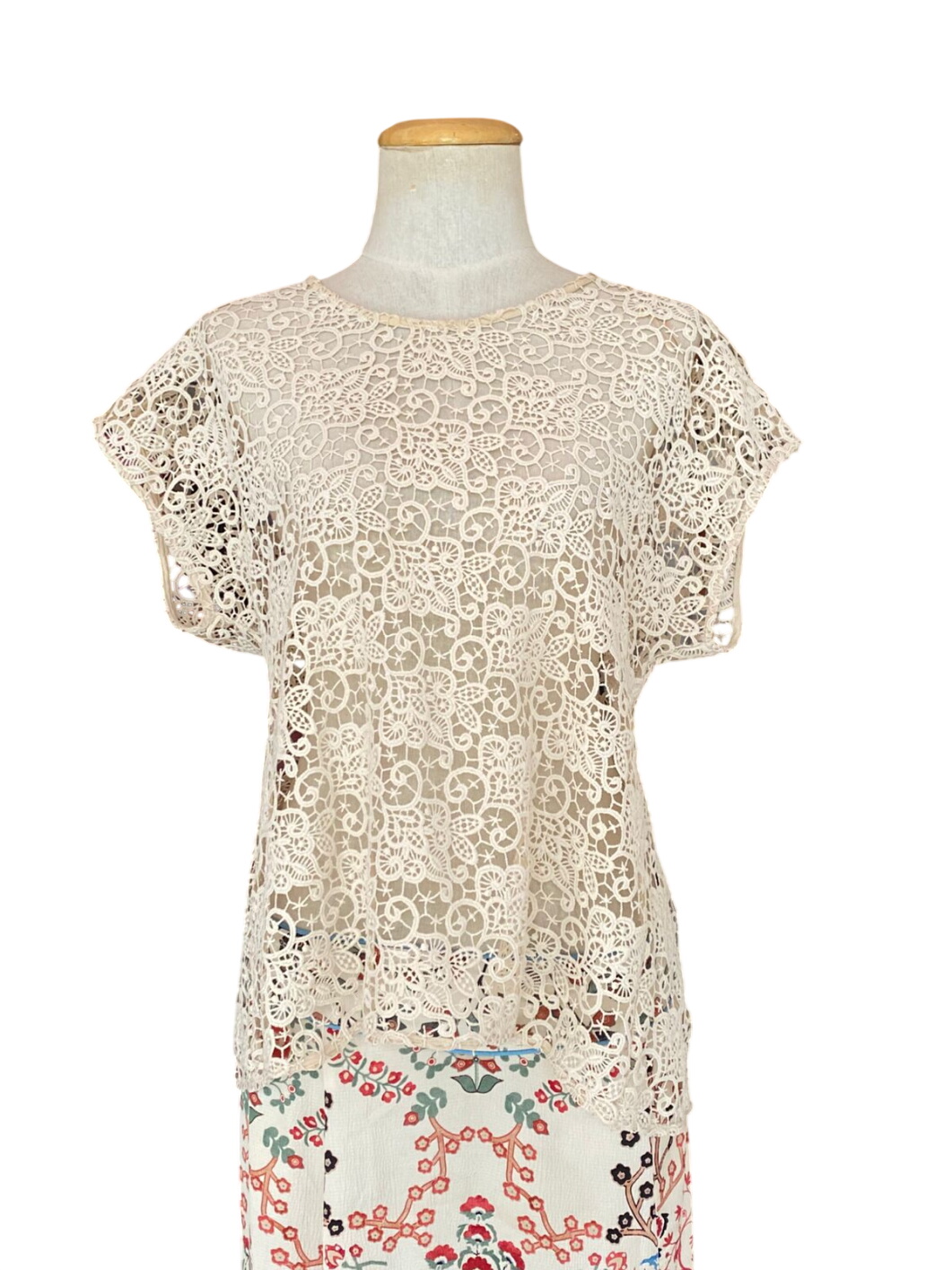Cream Lace Overlay Top