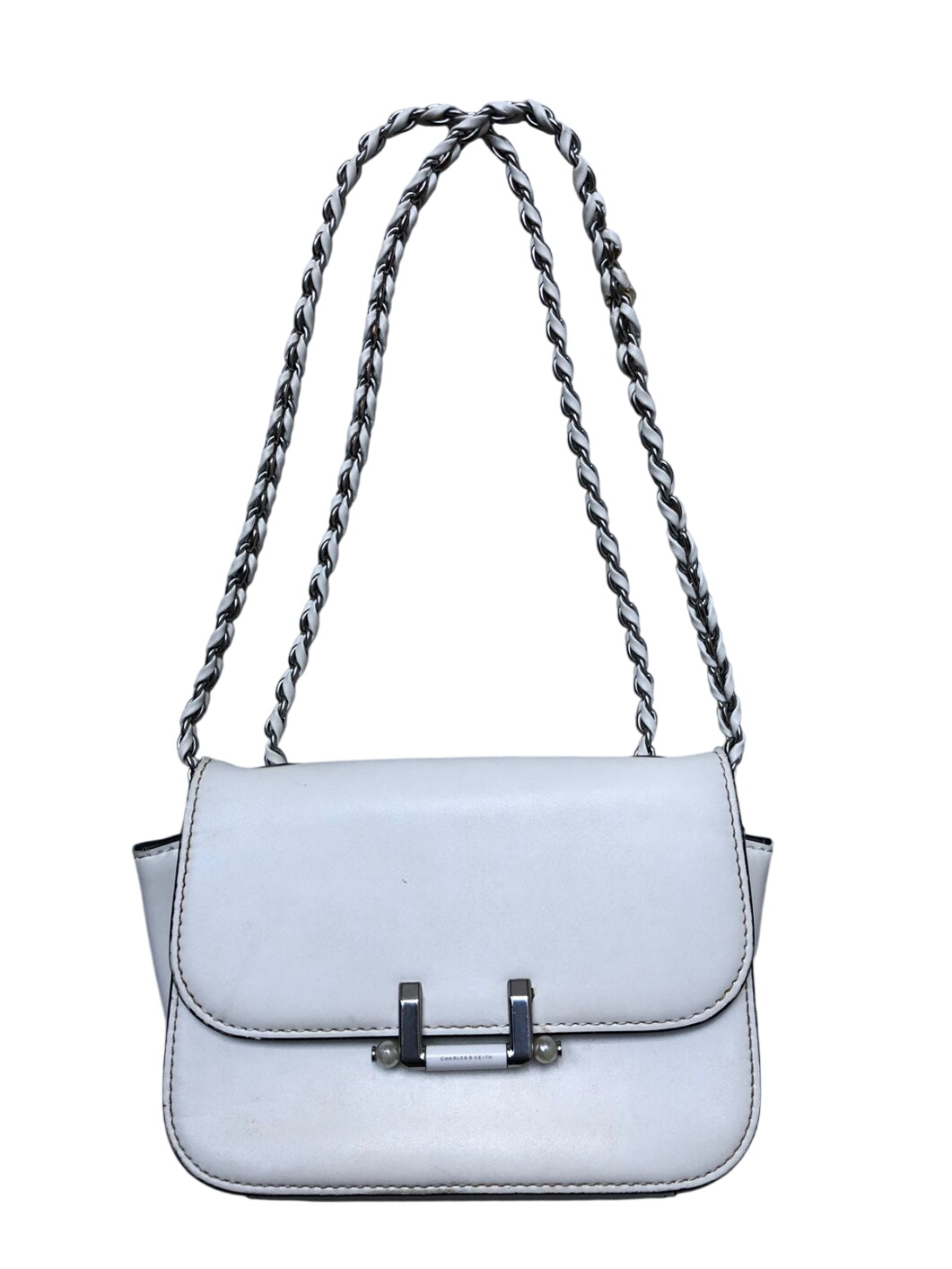 Charles & Keith White Chain Strap Minibag