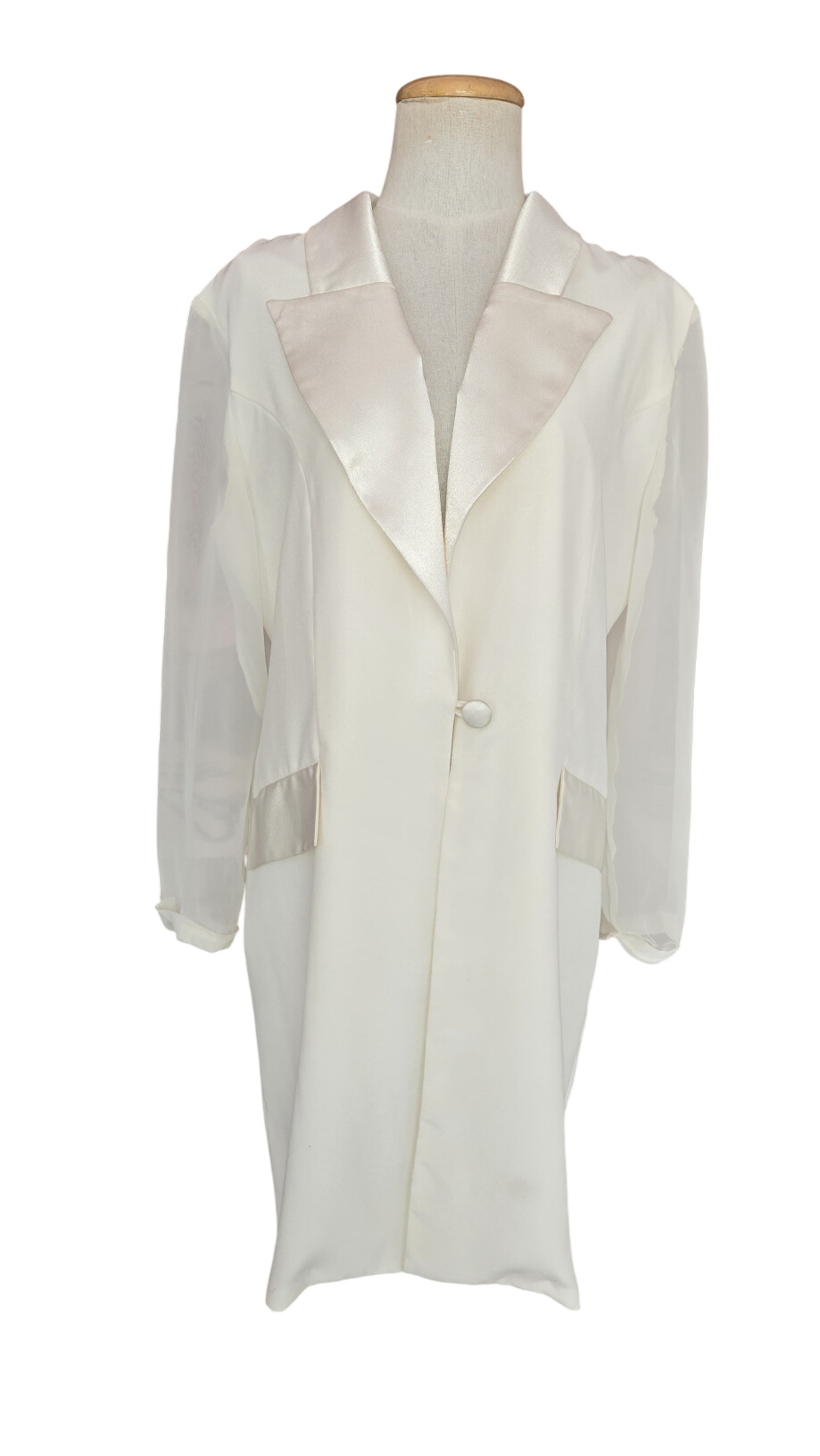 Cream Blazer with Sheer Sleeves