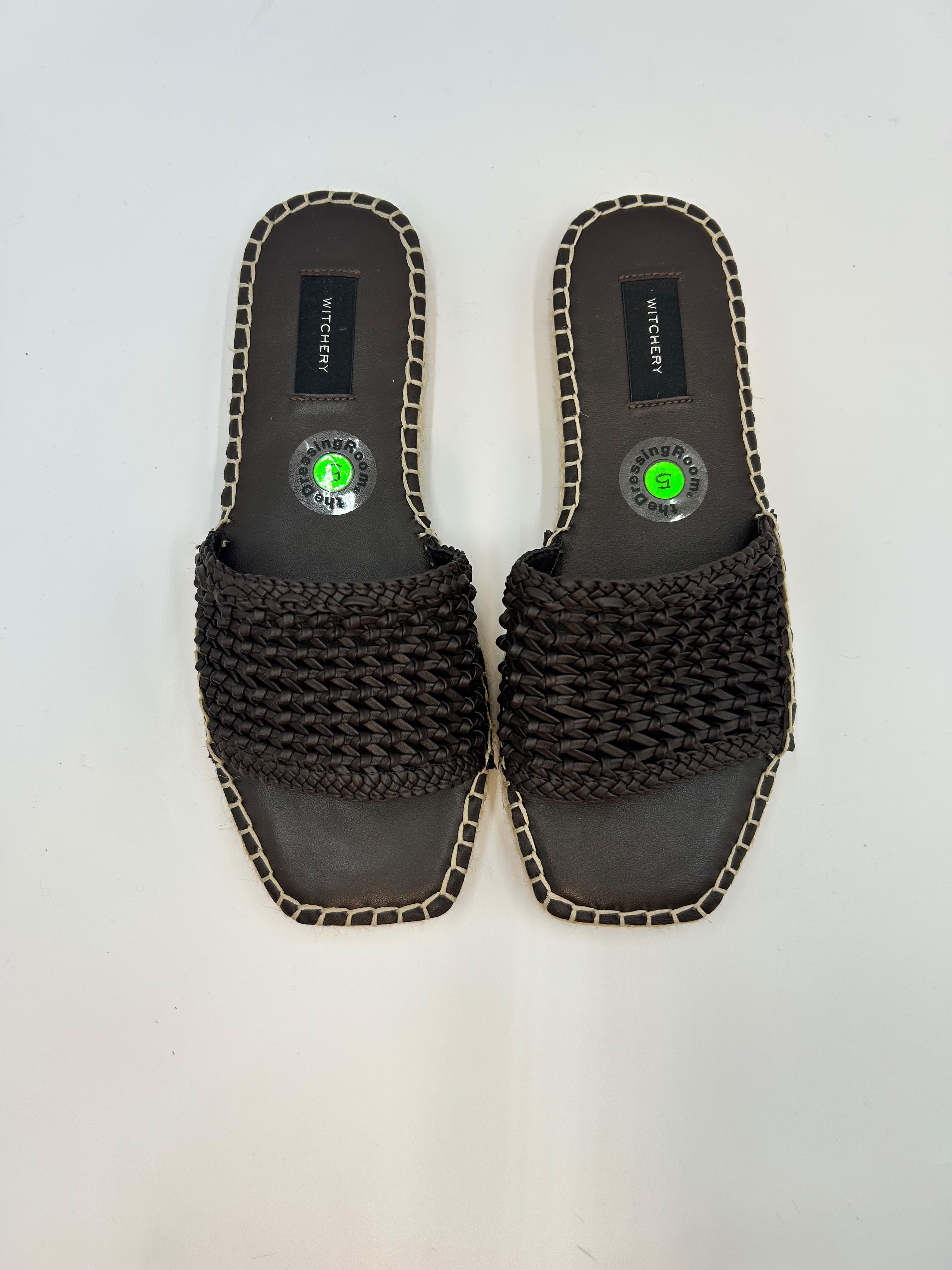 Witchery - Brown Woven Leather Slide