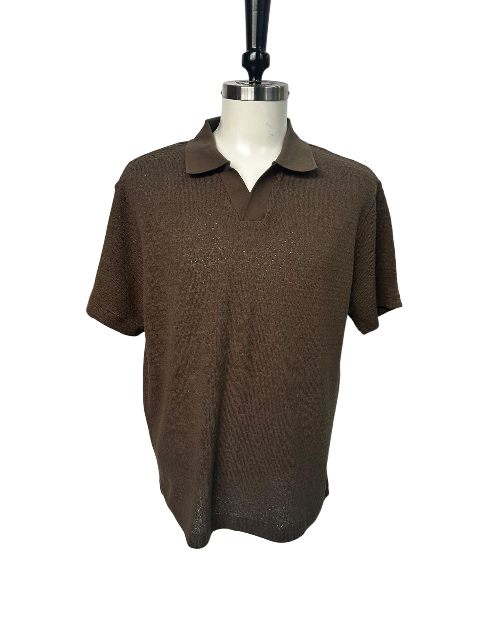 Men's Top - Olive Textured Knit Golfer - ZARA