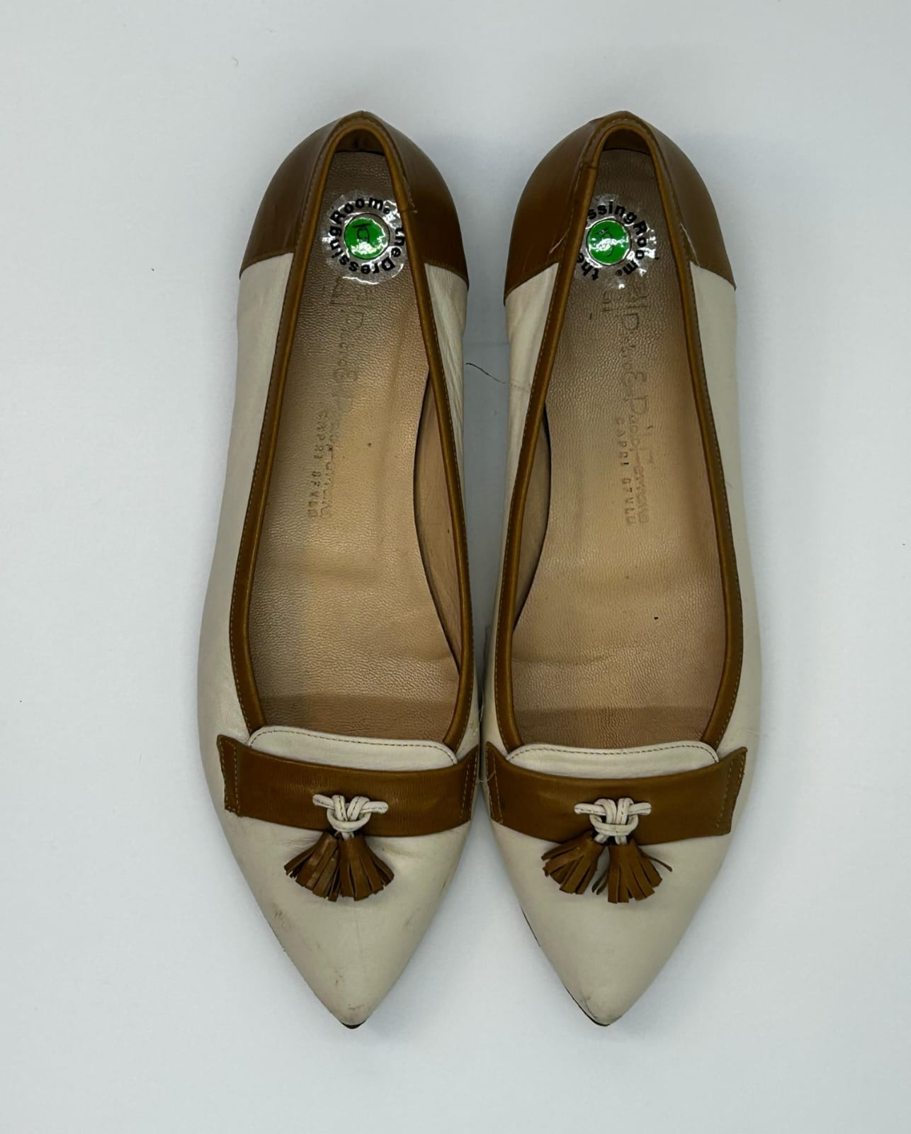 Aliverti - Off-White Pointed Toe Pumps with Tassel Detail