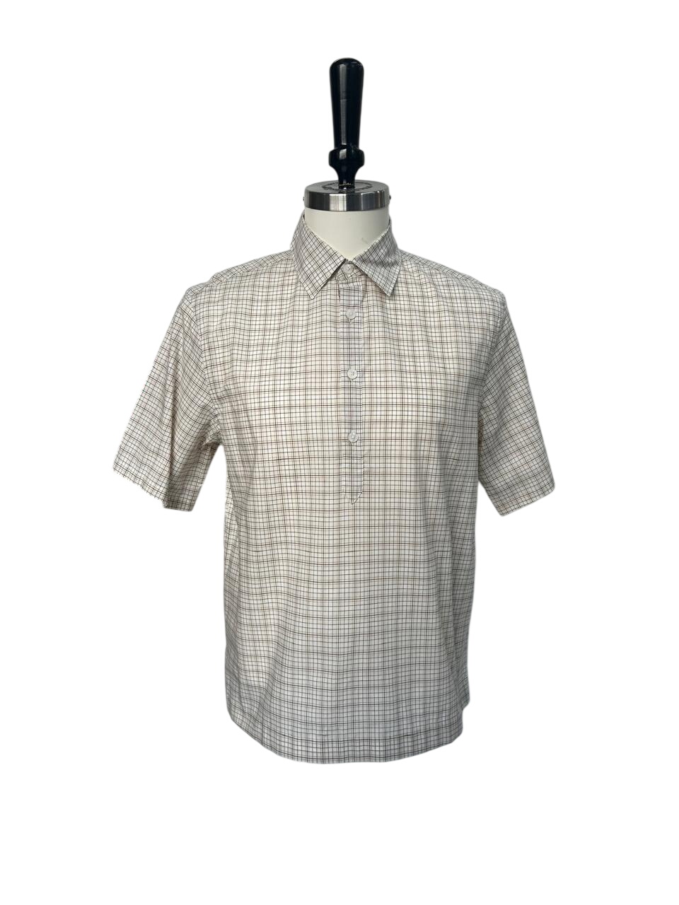 Men's Top - Sand Fine Check  SS Shirt - ZARA