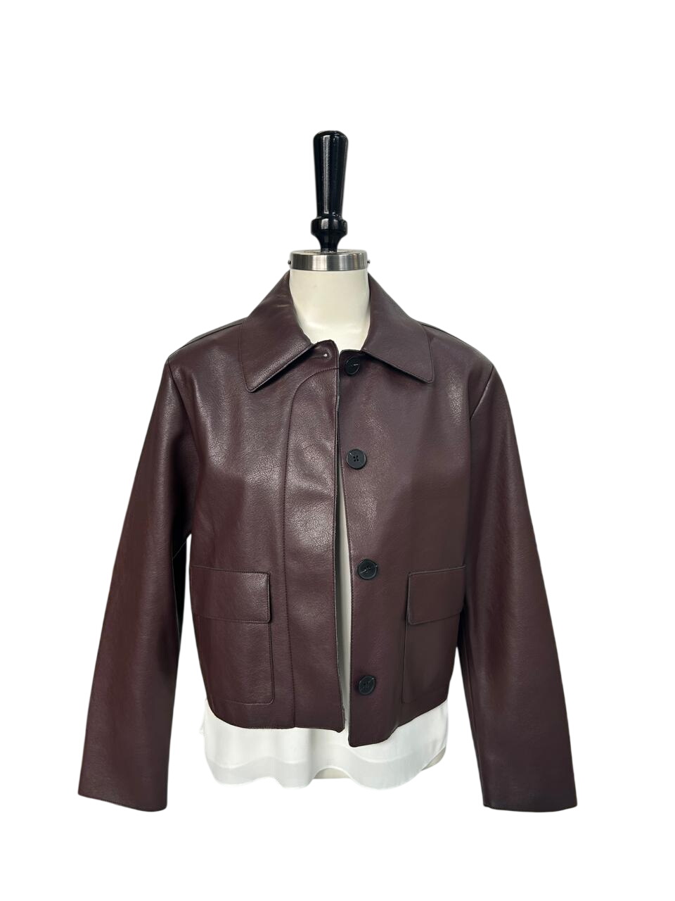 Women's Jacket - Burgundy Cropped Jacket- Mango