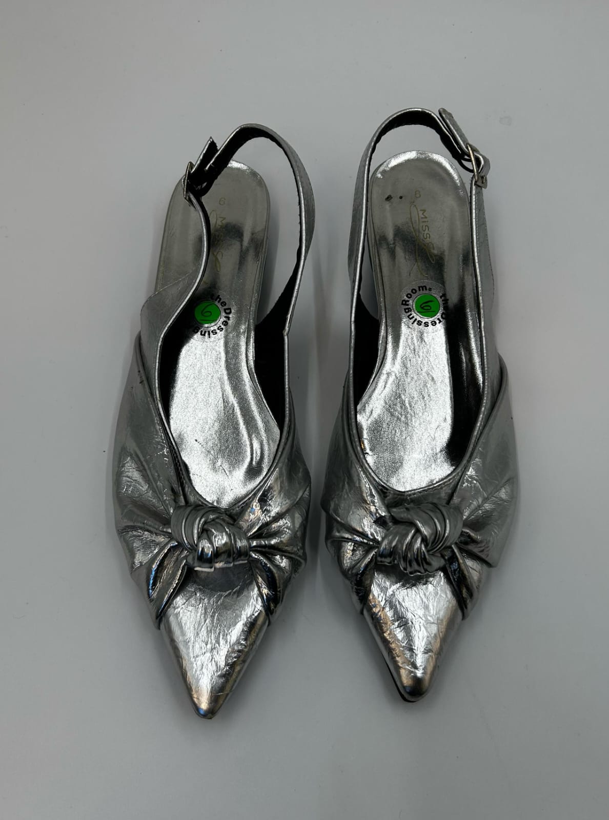 Miss L - Knotted Metallic Pointy Slingback Pump