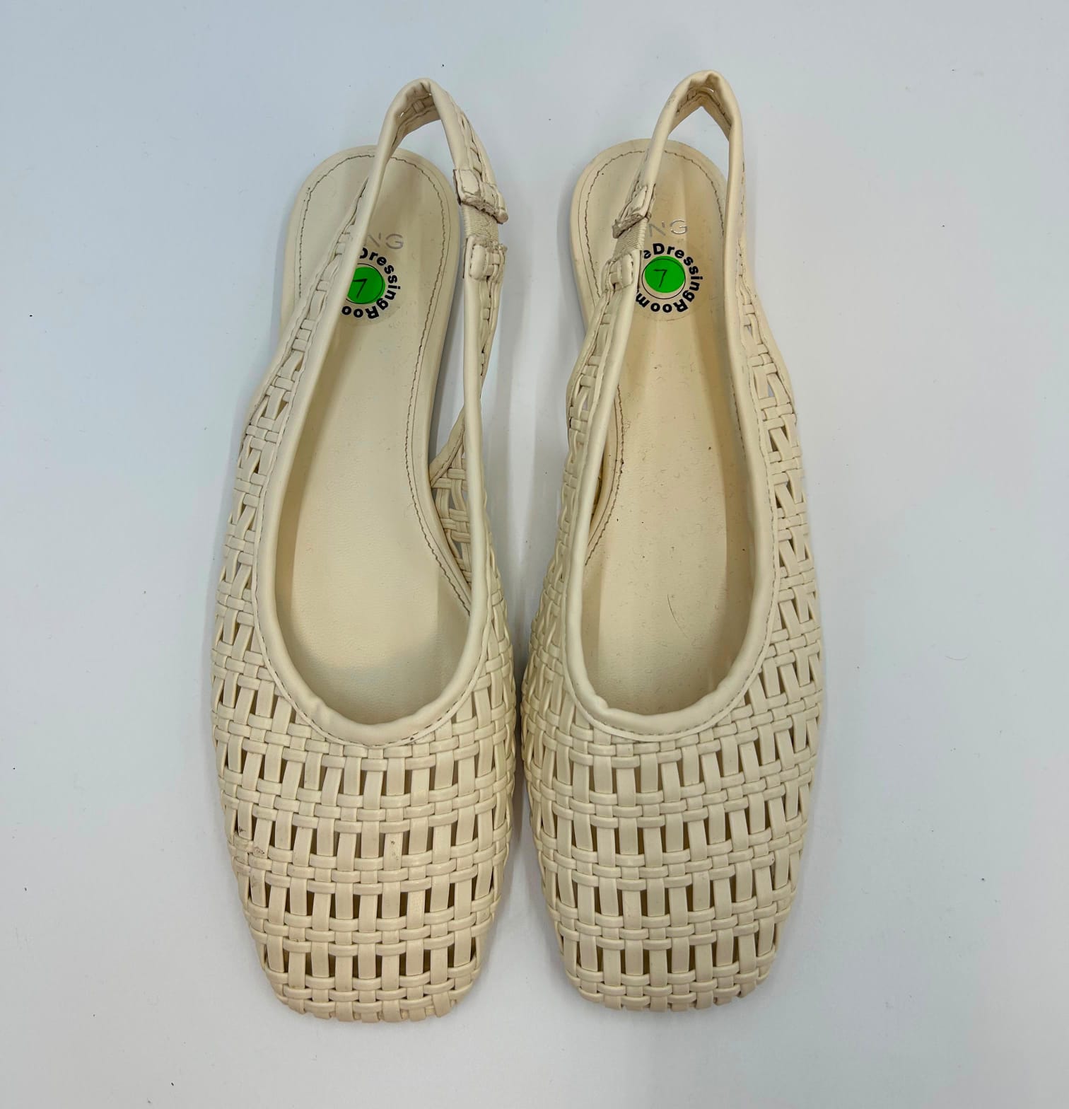 Mango - White Woven Slingback Pump