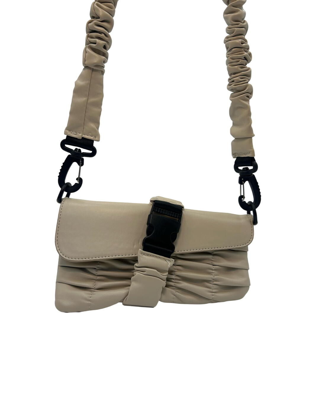 Sand Ruched Crossbody Bag