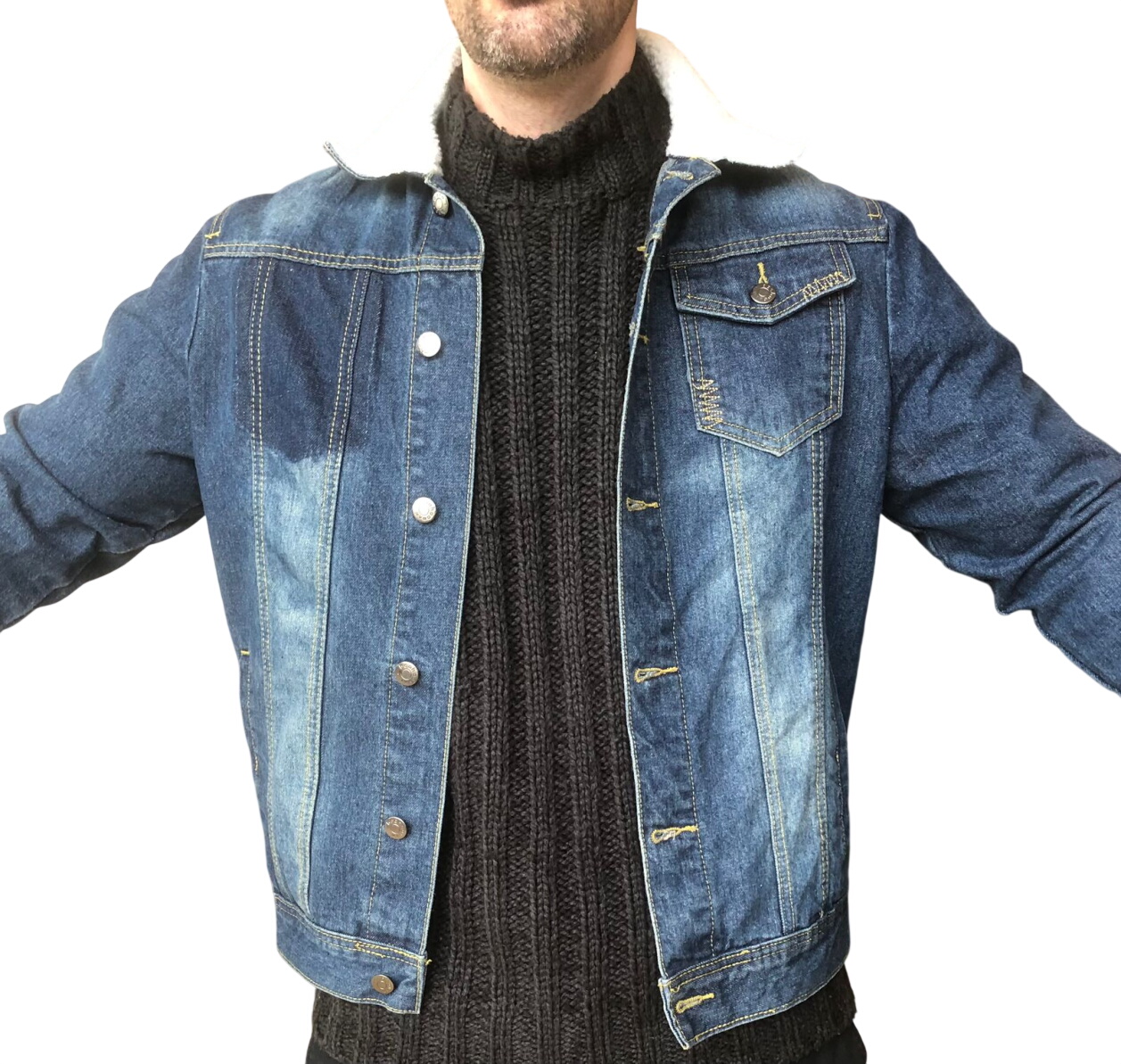 Denim Jacket with Sherpa Collar