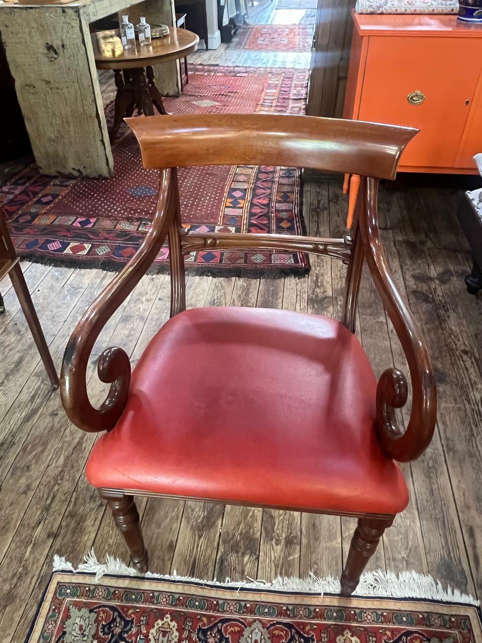 Chair With Leather Seat. One of three. Price is per chair.