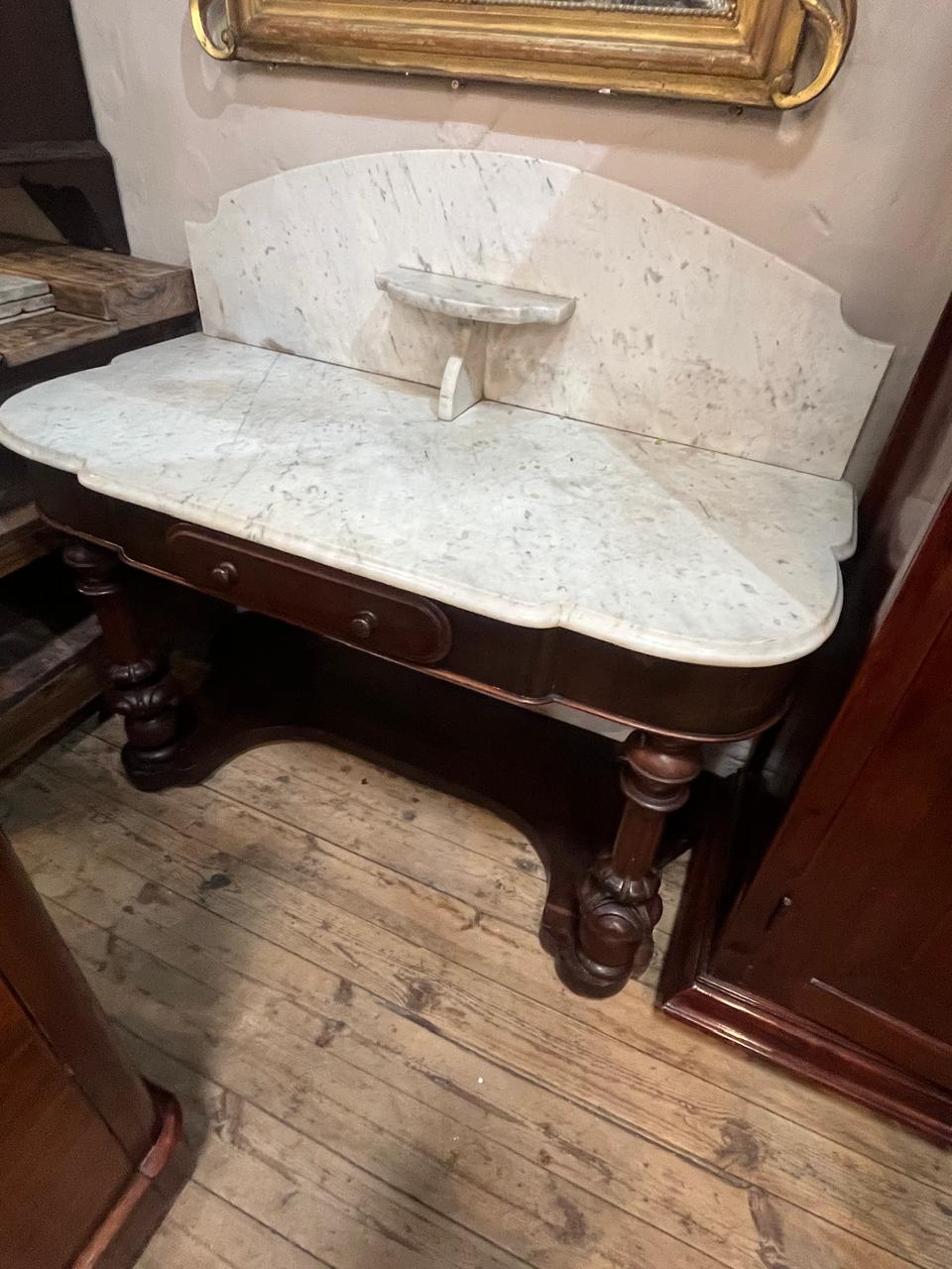 Marble-Topped Console Table With Drawer