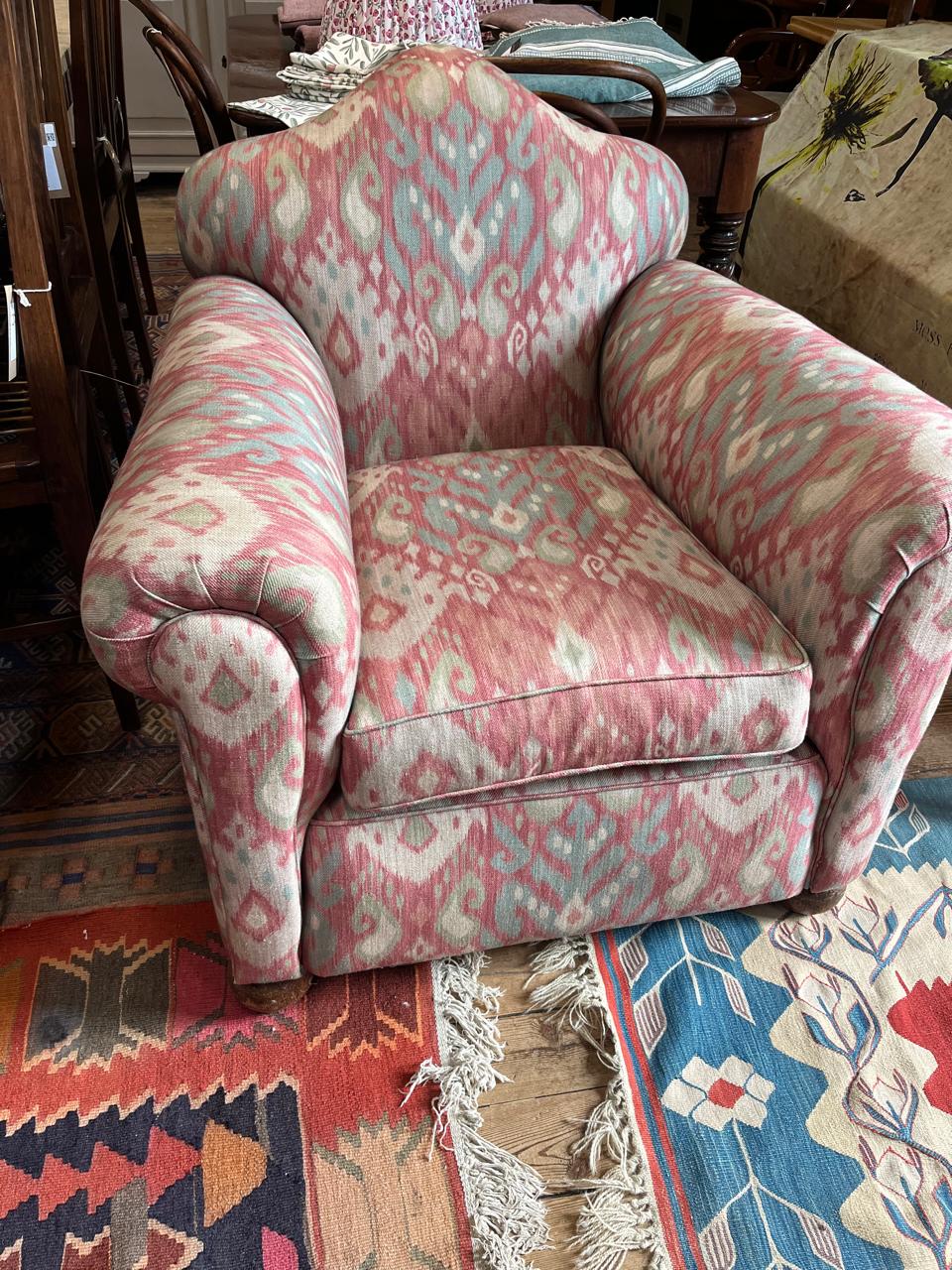Club Chair In Plum Ikat Fabric