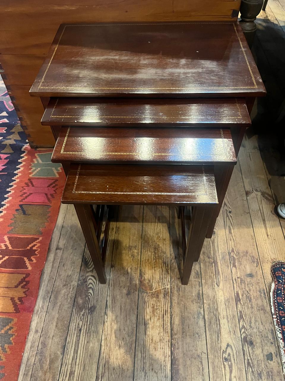 Nest Of Four Mahogany Side Tables With Inlay
