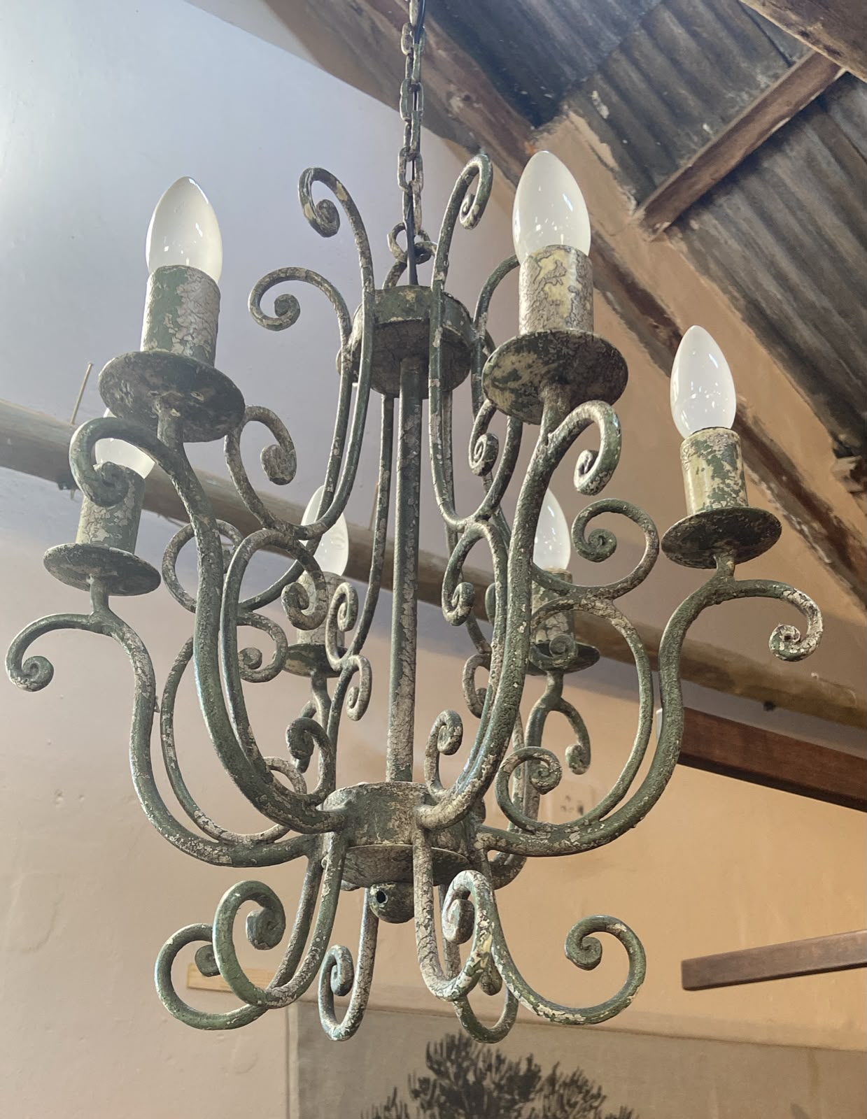 Vintage Wrought Iron Chandelier