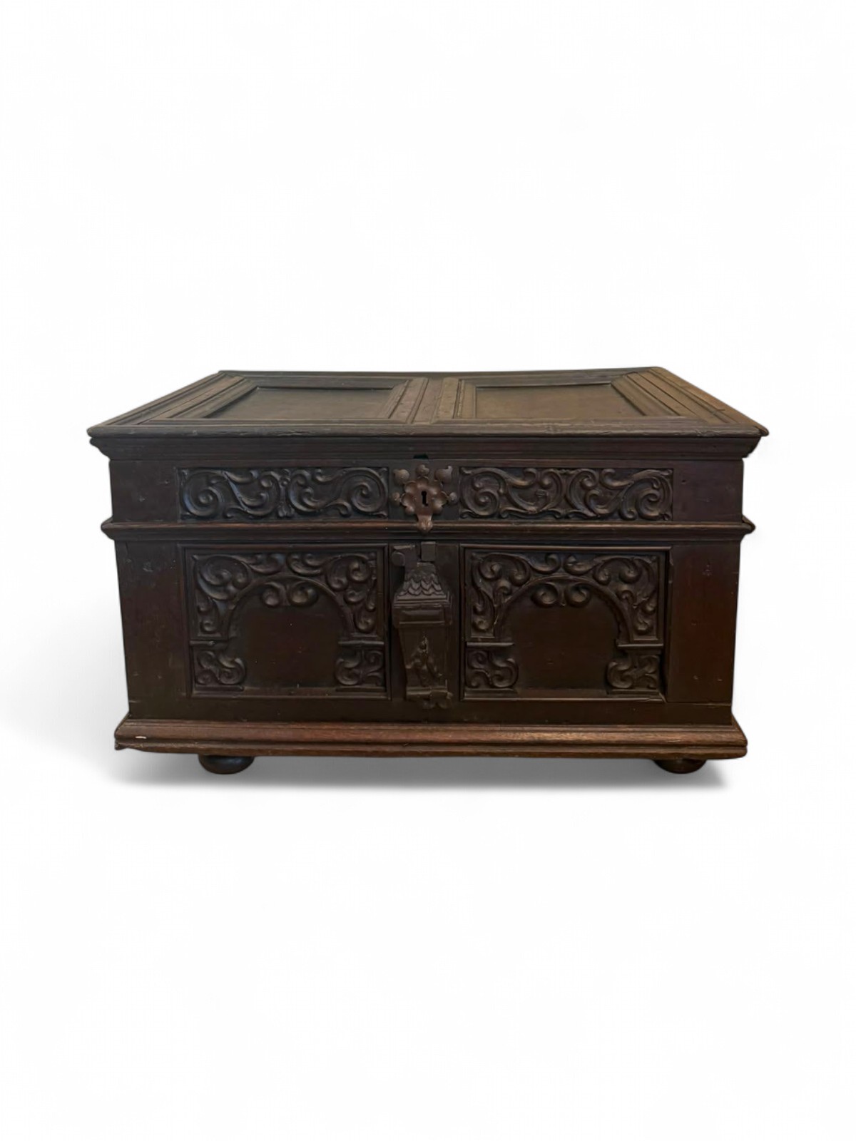 19th C Carved Oak Spanish Dowry Chest