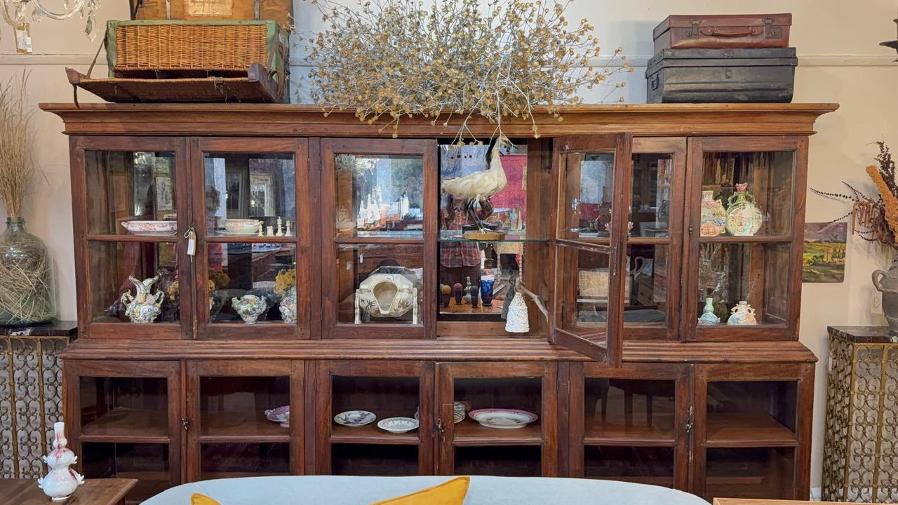 Long Display Cupboard With Glass Doors