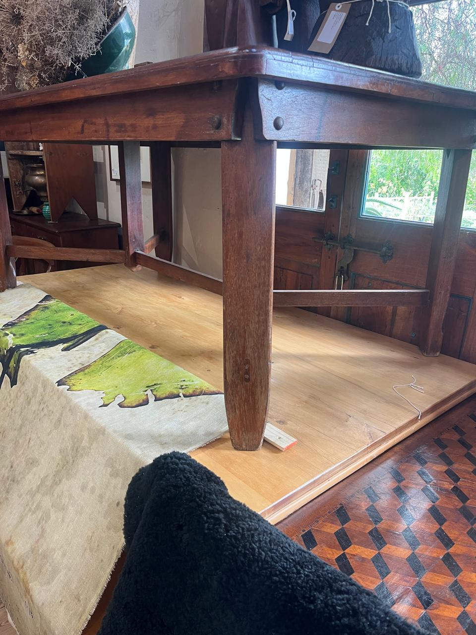 Unusual Library Table With Crossbar Stretchers