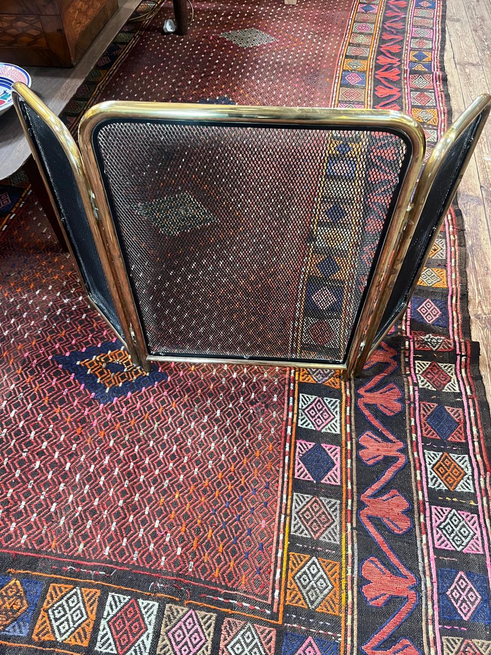Brass And Mesh  Fire Screen