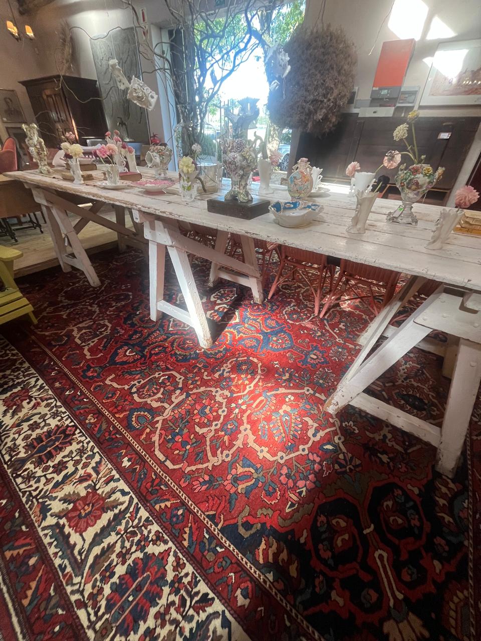 White Painted Oregon Trestle Table