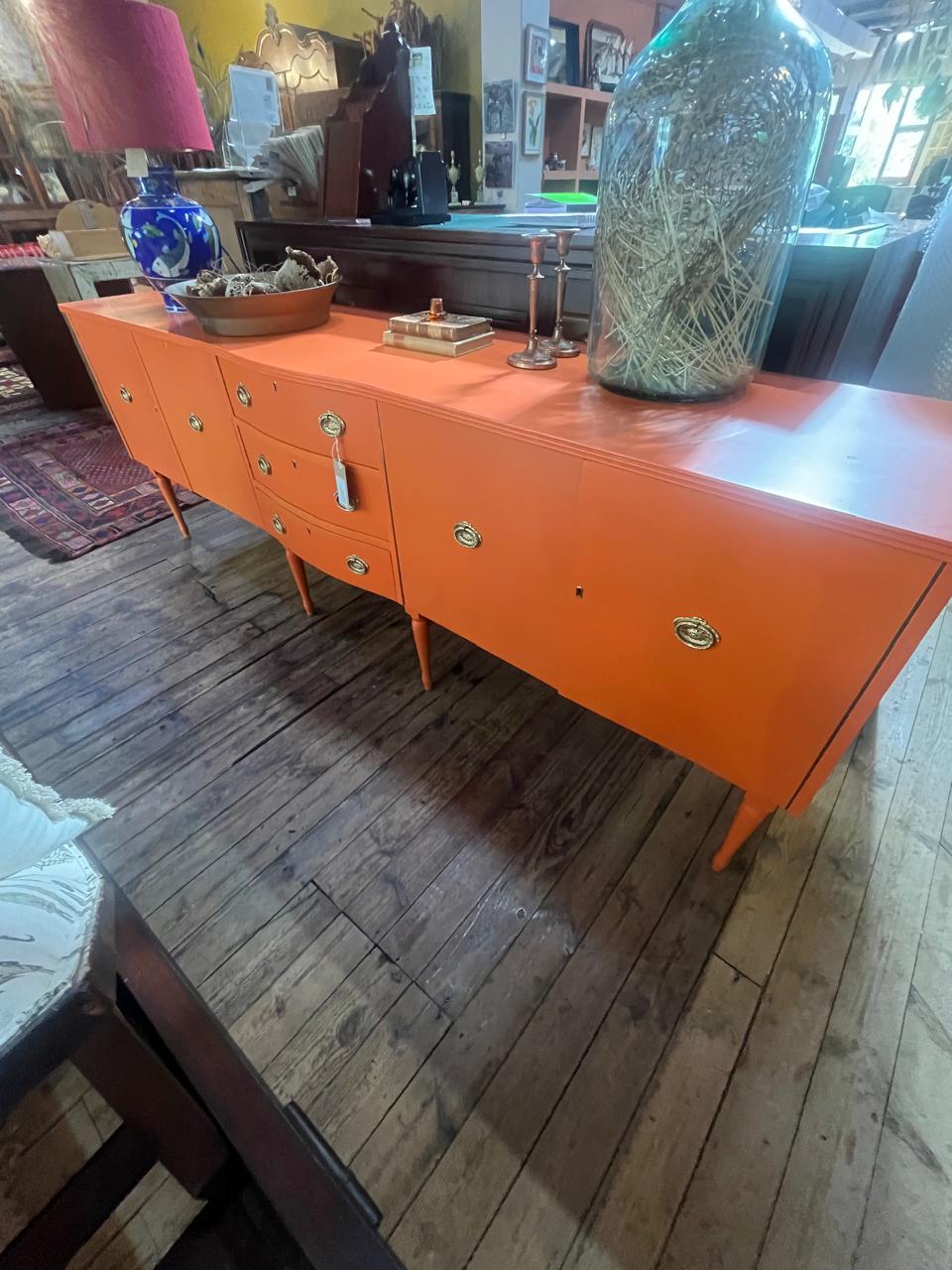 Vintage Sideboard Painted Orange