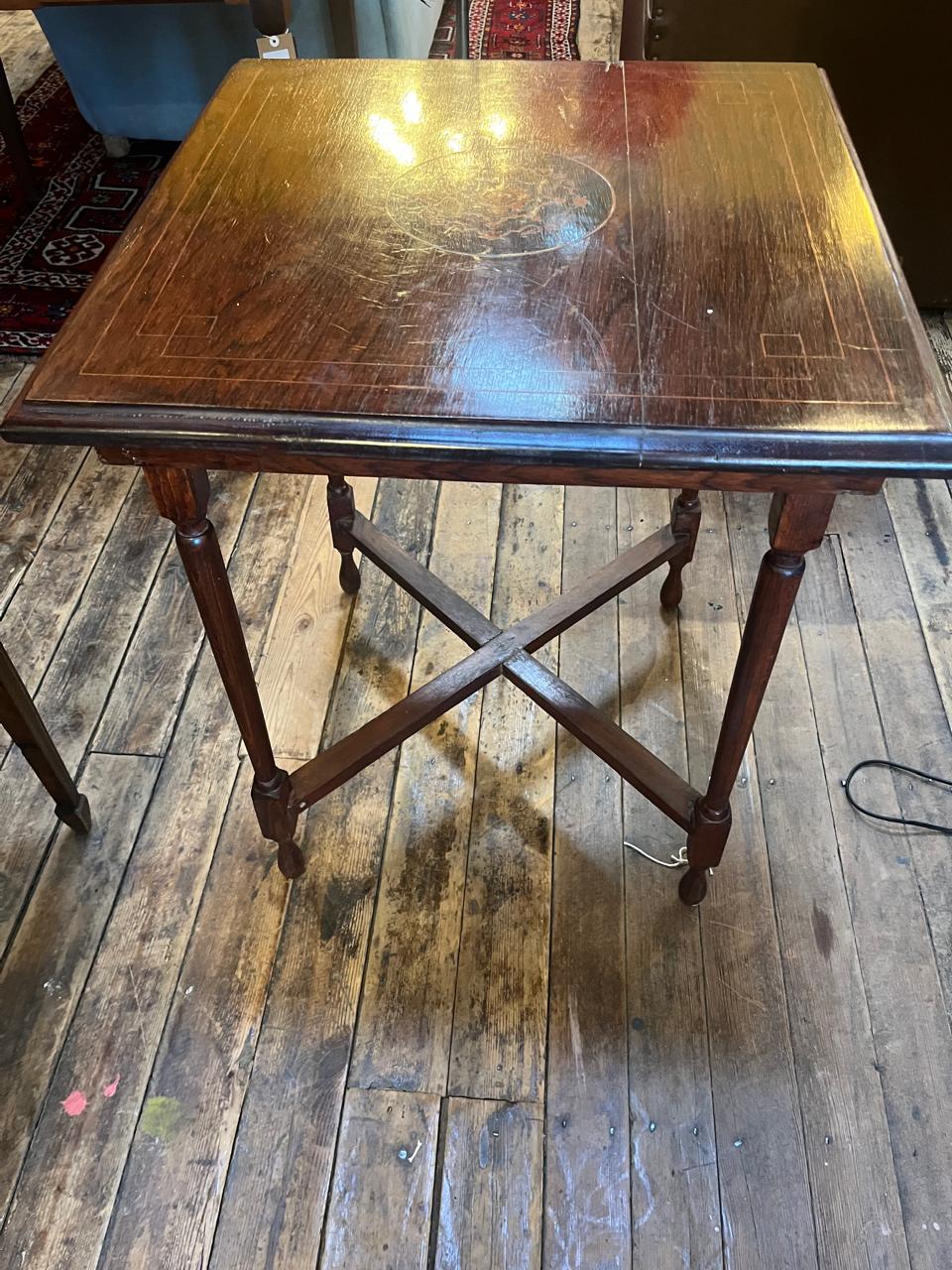 Edwardian Inlaid Teak Occasional Table