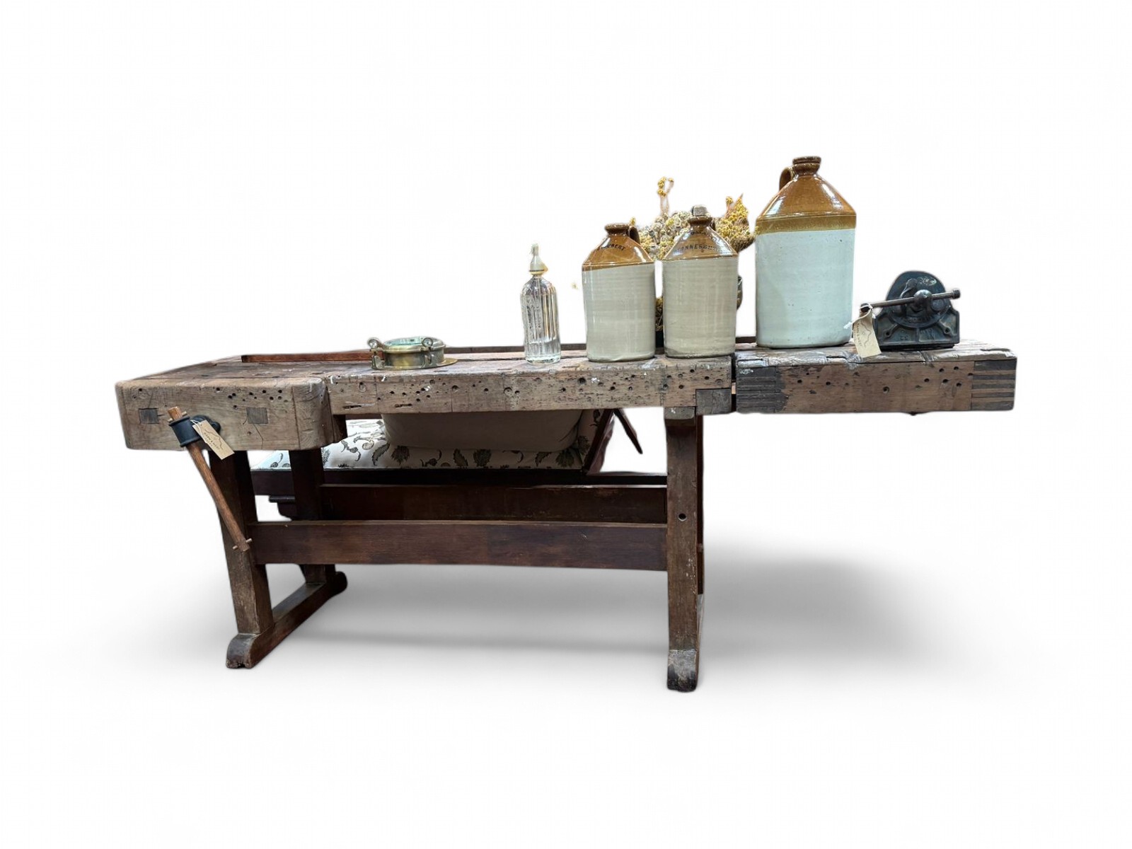 Antique workbench with wooden vice
