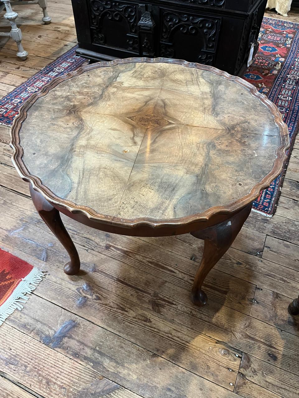 20th C Walnut Pie Crust Side Table