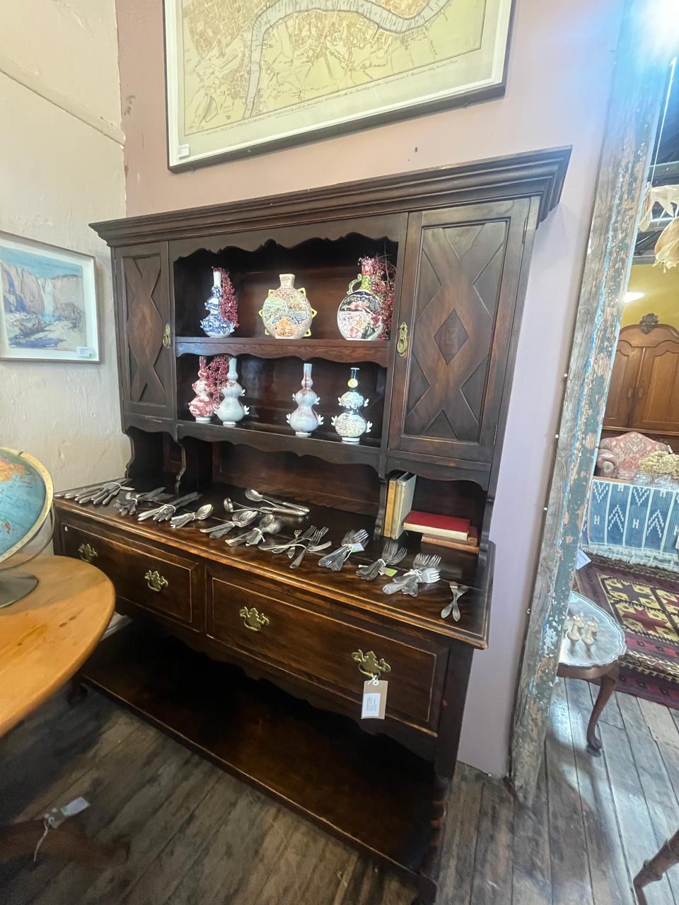 Late 18th C Jacobean-Revival Tiger-Oak Dresser