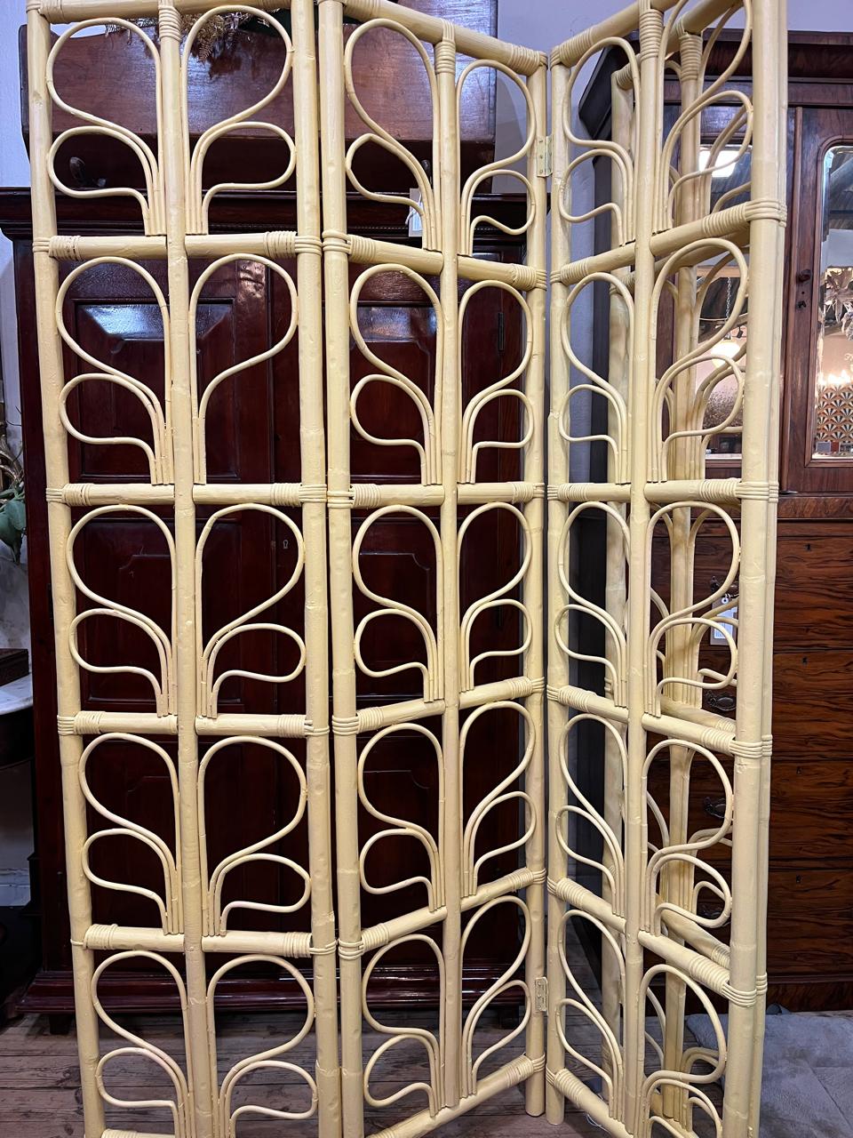 Four Division Painted Cane Screen